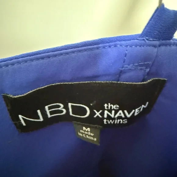 NBD Royal Blue V-Neck Spaghetti Strap Mini Dress - Picture 3 of 3